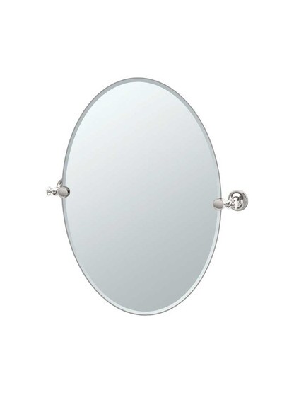 Tavern Frameless Oval Bathroom Mirror - 19 1/2 inch x 26 1/2 inch in Polished Nickel.